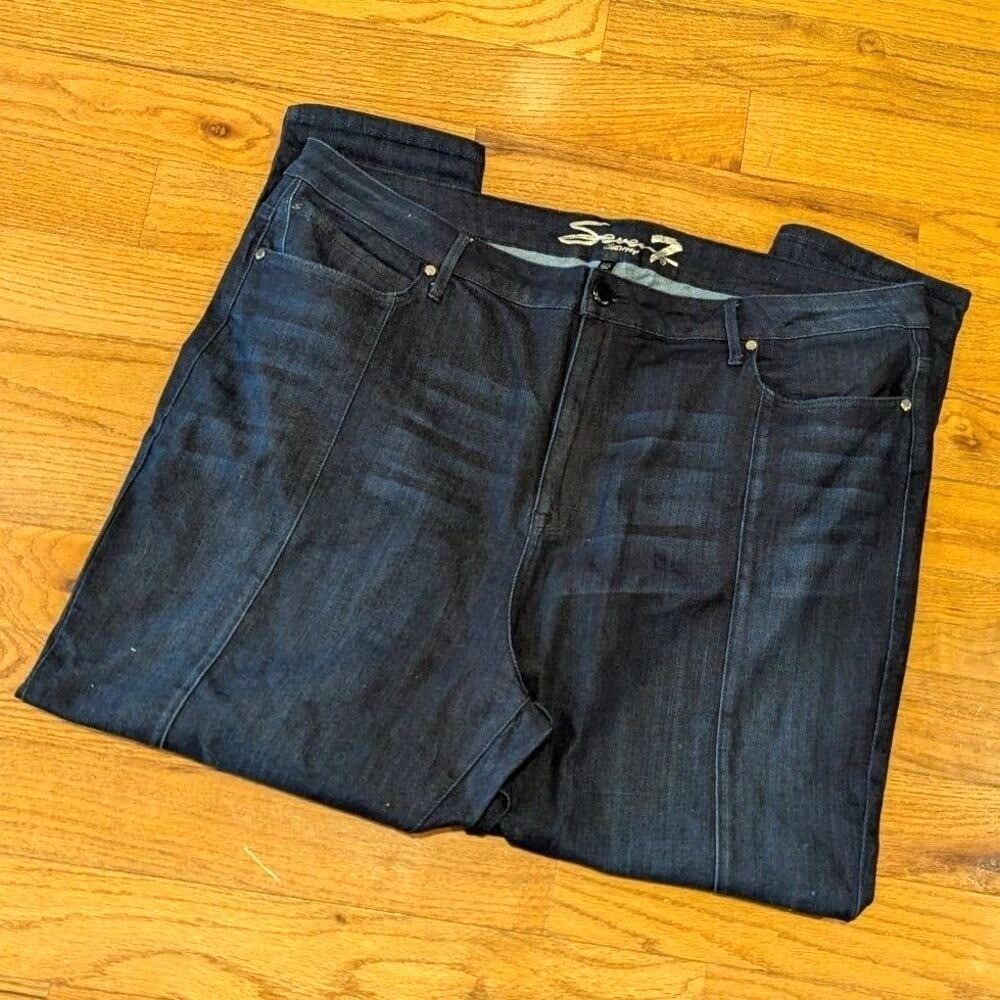 Dark Wash Skinny Jeans Plus Size 24 Ultra‎ High Rise Seven7 Stretch Denim